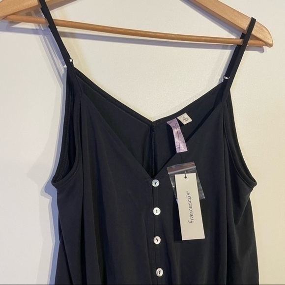 Francesca’s Black Cami Alya Black Twist Front Tank Top Small Spaghetti Strap NWT - Picture 4 of 11